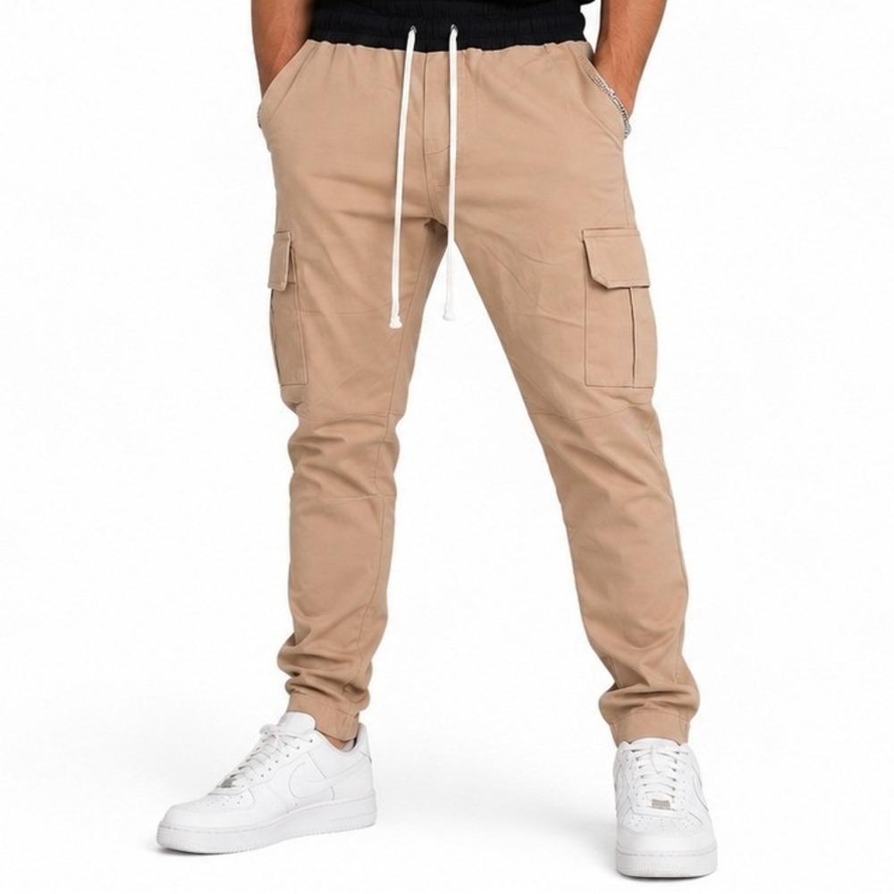 mnml Cargo Drawcord II Pants Mens Medium Khaki Solid Slim Fit Modern Streetwear